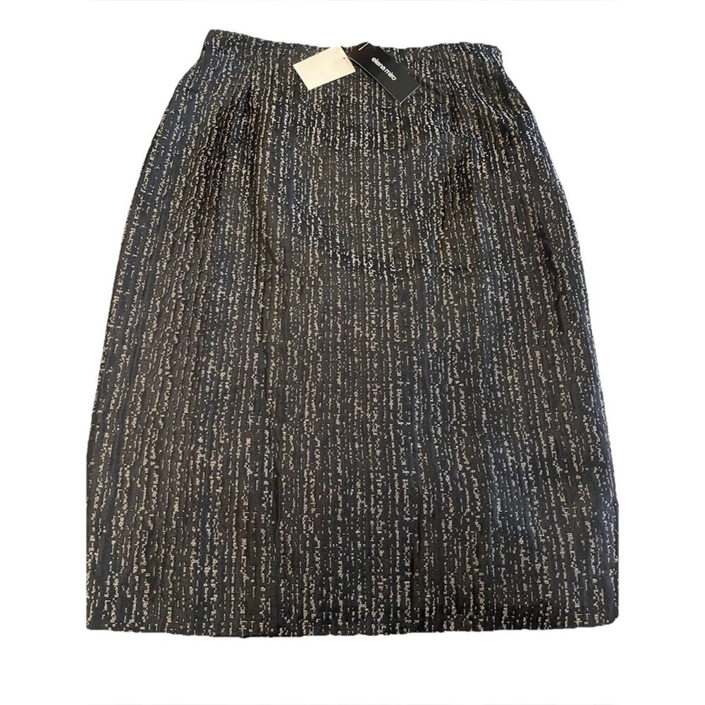 Elena Miro NWT UK 16 Black Grey Fleck Fitted Pencil Skirt / 24%Lana Wool